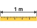 Linijka z oznaczeniem 1 m. To jest jeden metr bieżący, idealny do mierzenia materiałów.