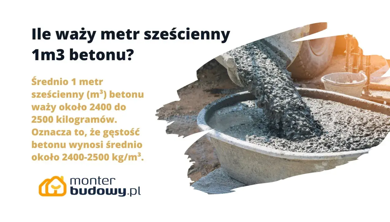 Ile waży metr sześcienny 1m3 betonu? Średnio 2400-2500 kg. Beton wylewany z betoniarki do wiadra.