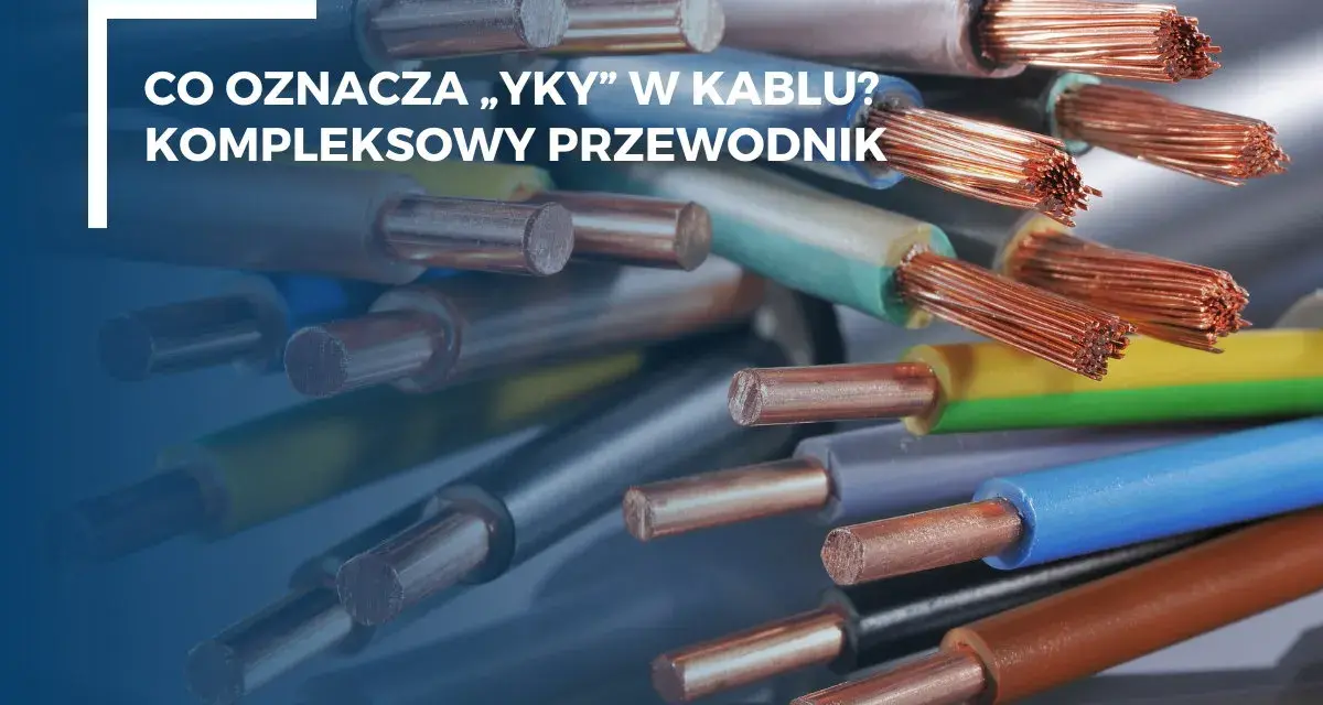 Zestaw przewodów elektrycznych, w tym yky, z widocznymi miedzianymi żyłami i kolorowymi izolacjami.