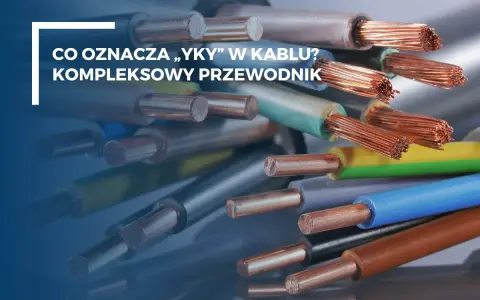 Zestaw przewodów elektrycznych, w tym yky, z widocznymi miedzianymi żyłami i kolorowymi izolacjami.