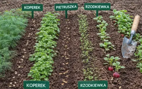 Rządki koperku, pietruszki i rzodkiewki w gruncie. Kiedy siać koper do gruntu? Wiosną, gdy minie ryzyko przymrozków.