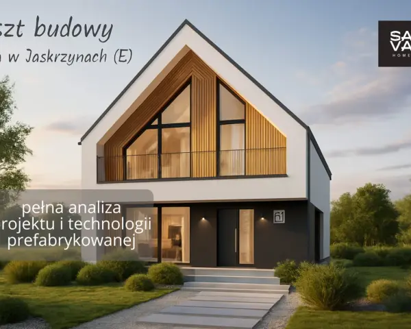 Nowoczesny dom w Jaskrzynach. Sprawdź gotowe domy cennik i analizę technologii prefabrykowanej.
