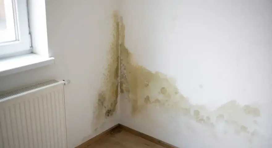 Pleśń na ścianie w rogu pokoju, przy oknie i grzejniku, świadczy o przekroczeniu punktu rosy.