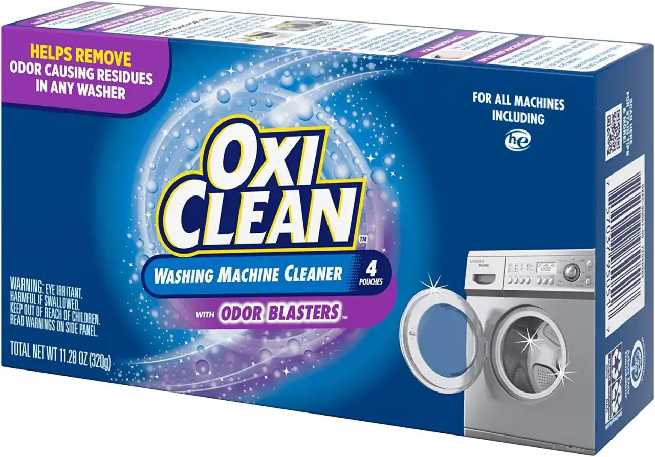 OxiClean do czyszczenia pralki ze szlamu. Pomaga usunąć nieprzyjemne zapachy i osady, zapewniając świeżość Twoim ubraniom.